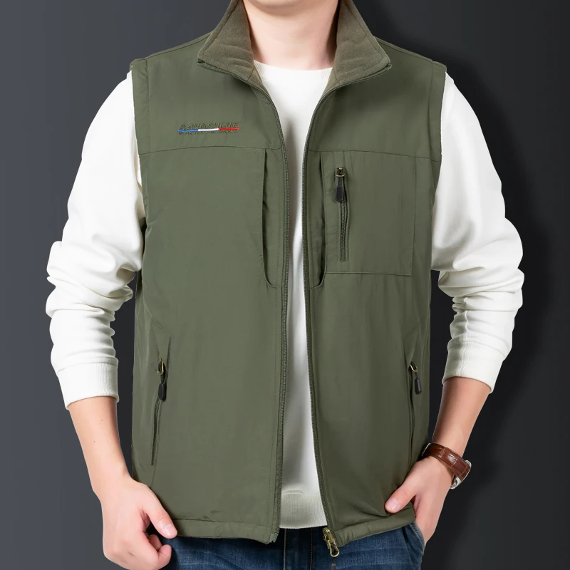 Top Trends: Sleeveless Jacket Men's Clothing Vests Vest Work Winter MAN Multi-pocket Waistcoat Best Autumn Hunting Fishing Zip Shoppable Styles - Image 5