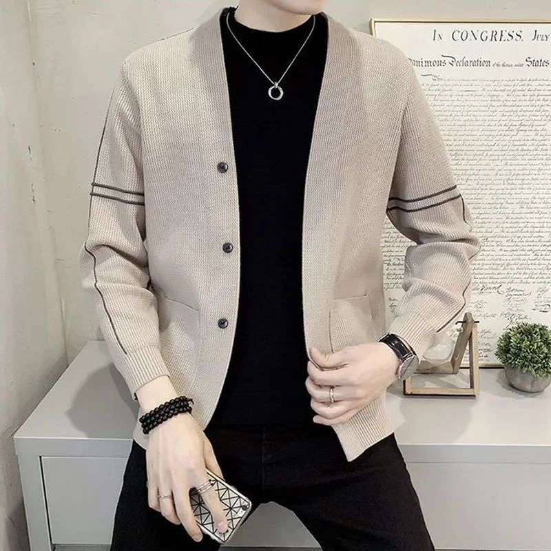 Top Trends: 2023 New Autumn Fashion Trend Minimalist Korean Version Men's Casual Lazy Style Versatile Style Knit Pocket Cardigan Jacket Shoppable Styles