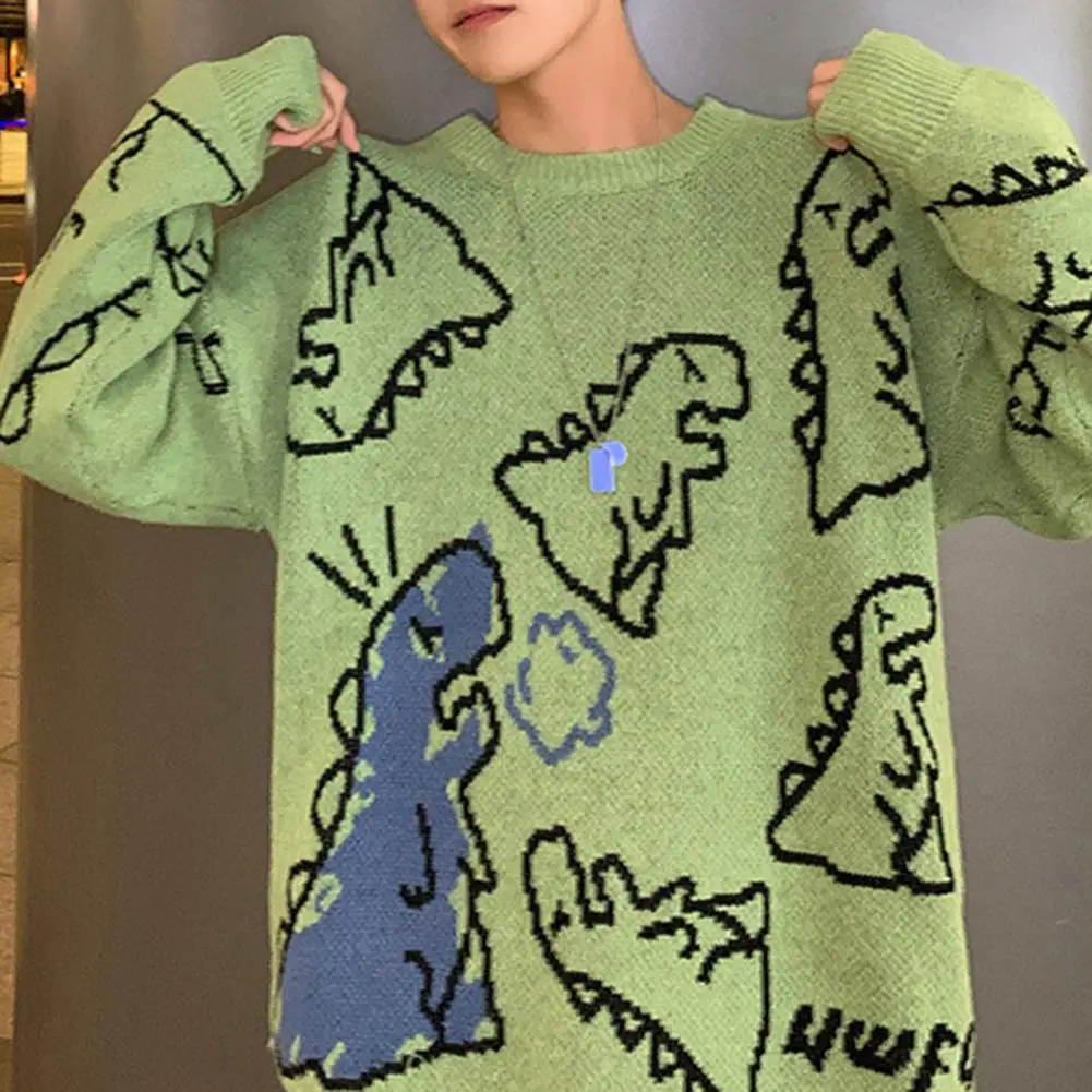 Top Trends: Anti-pilling Cute Dinosaur Pattern Men Sweater Knitting Men Sweater Long Sleeves For Home Shoppable Styles