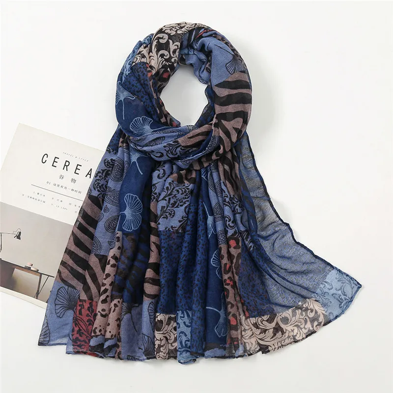 Top Trends: Autumn Fashion Aztec Retro Floral Patchwork Viscose Shawl Scarf Lady Print Soft Voile Wrap Pashmina Stole Muslim Hijab 180*85Cm Shoppable Styles - Image 6