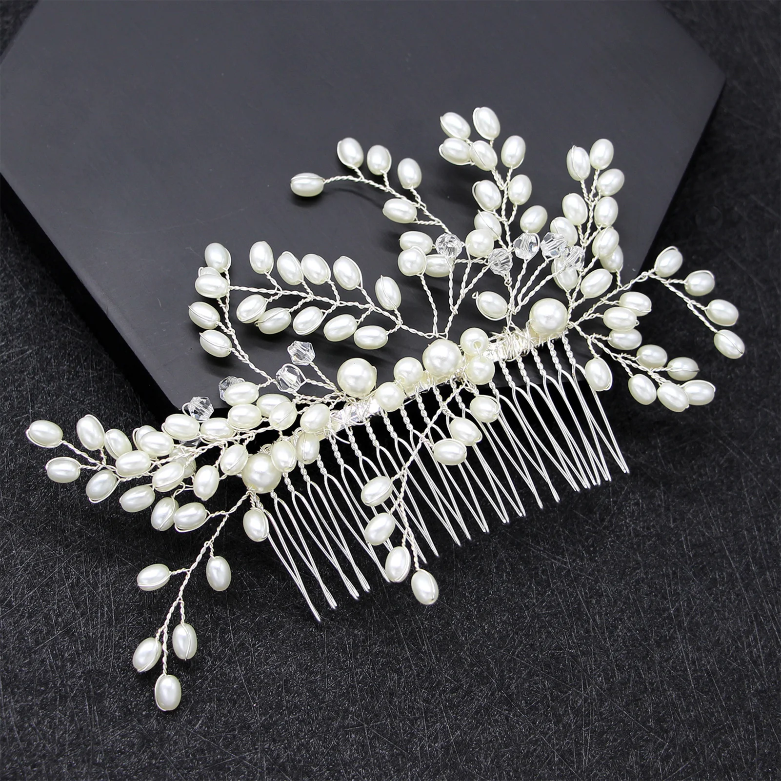 Top Trends: Pearl Crystal Wedding Hair Combs Hair Accessories For Bridal Flower Headwear Women Bride Hairpins Braiding Flower Hair Clip Shoppable Styles