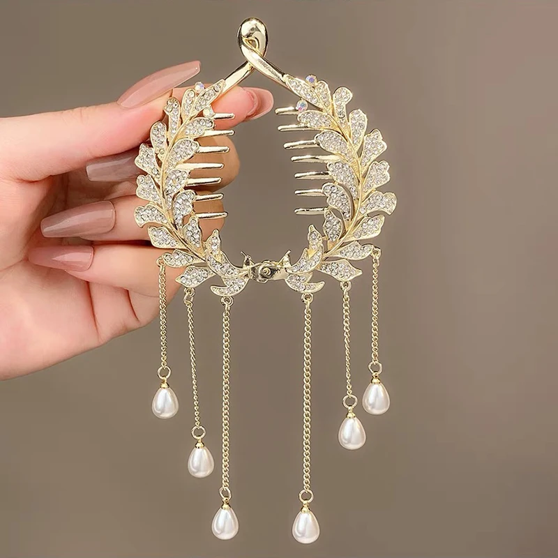 Top Trends: Pearl Rhinestone Hair Claw Clips Flower Horsetail Buckle Bun Ponytail Holder Hair Clip Women Female Hair Accessories Shoppable Styles - Image 4