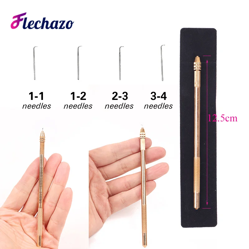 Top Trends: 1-4 Pcs Different Size Ventilating Needles For Lace Wigs Making Long Wooden Handle Crochet Needle Hair Wig Making Tools Shoppable Styles - Image 2