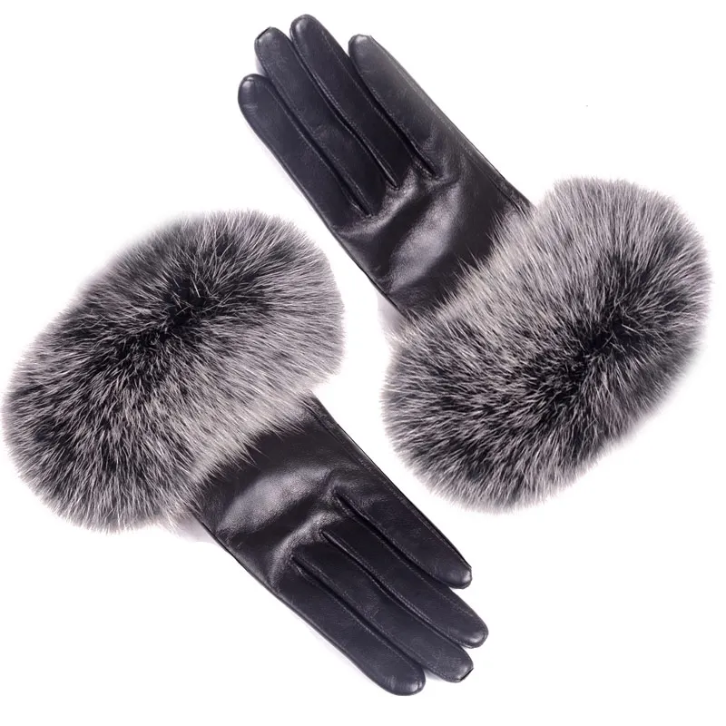 Top Trends: Women's Ladies Girls Winter Warm 100% Real Fox Fur With Real Leather Lambskin Fashion Elegant Cute Gloves Shoppable Styles - Image 6