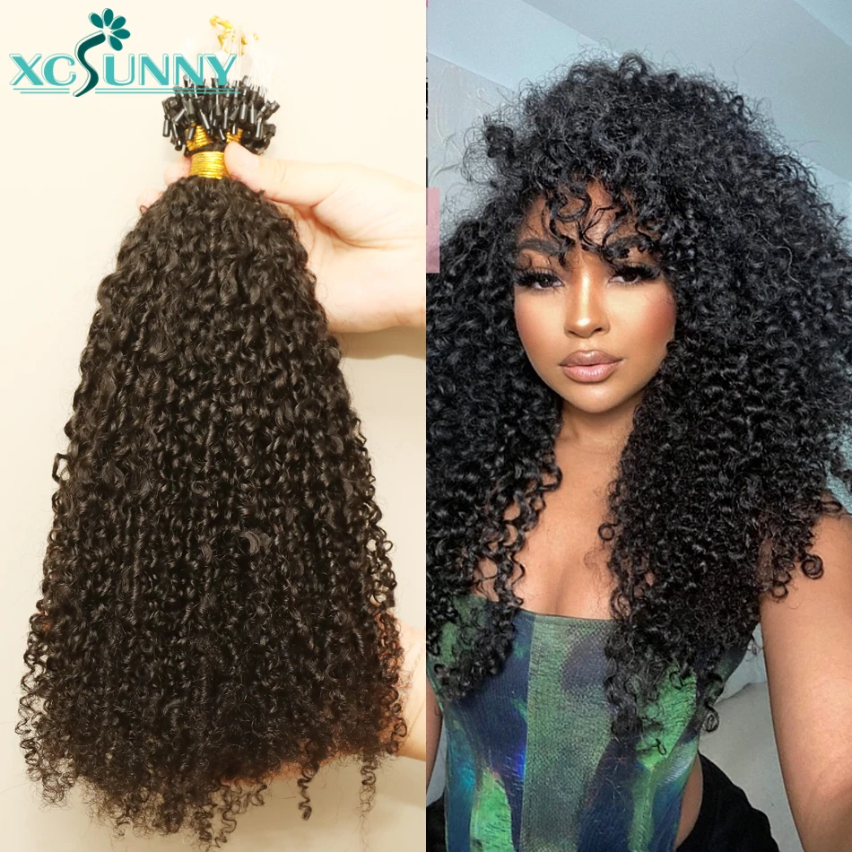 Top Trends: Microlink Hair Extensions Kinky Curly 12&quot;-26&quot; Micro Loop Human Hair Extensions Burmese Micro Ring Hair Extensions Human Hair Shoppable Styles