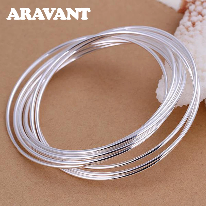 Top Trends: Aravant 2024 New 925 Silver 10 Circle Triple Ring Bangle For Men Women Fashion Jewelry Shoppable Styles