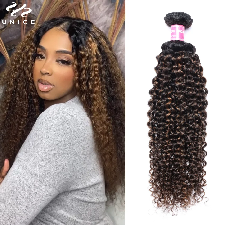 Top Trends: UNice Hair FB30 Highlight Mixed Brown Color Curly Bundles 100% Human Hair Bundles 1Pc 3Pcs 4Pcs Deal Shoppable Styles