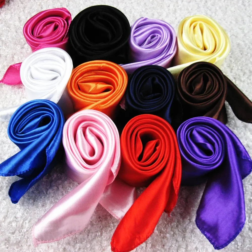 Top Trends: Fashion Solid Women Square Scarf Fake Imitated Silk Wraps Elegant Floral Spring Summer Head Neck Hair Tie Band Kerchief Shoppable Styles