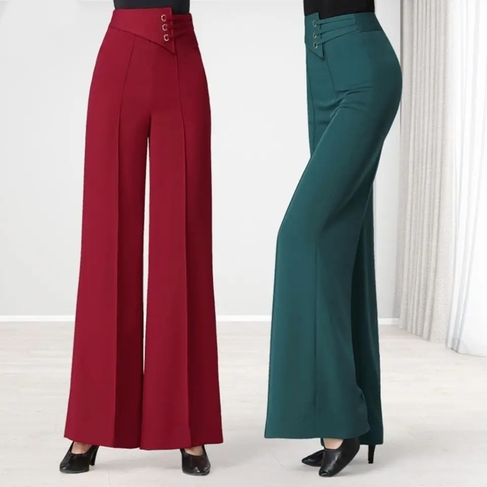 Top Trends: Korean Simple Commuter Fashion New Modern Dance Pants Women's Solid High Waist Wide Leg Practice Loose Relaxed Straight Trousers Shoppable Styles