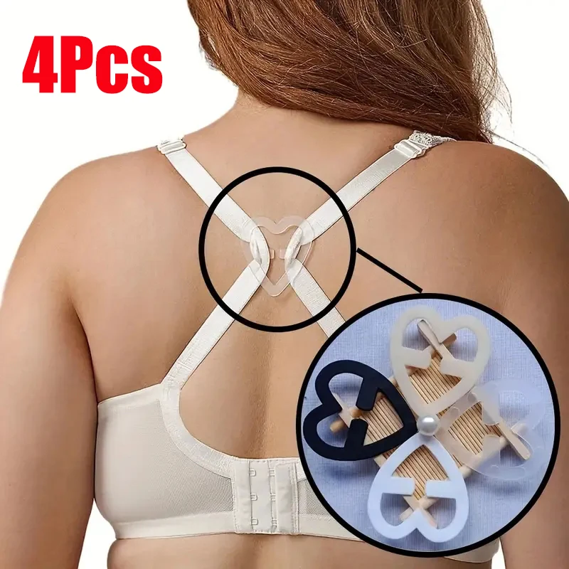 Top Trends: 4Pcs Invisible Buckle For Underwear Straps Sexy Heart Oval Split Control Clips Conceal Bra Strap Buckle Adjust Adapter Shoppable Styles