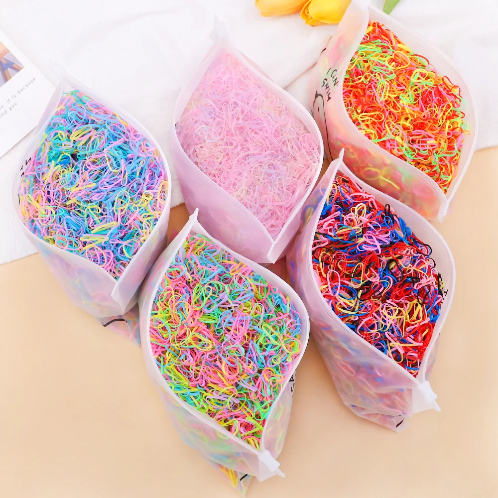 Top Trends: 500 / 2000 PCS Girls Hair Accessories Gift Rubber Band Elastic Hair Bands Headband Children Ponytail Holder Bands Kids Ornaments Shoppable Styles