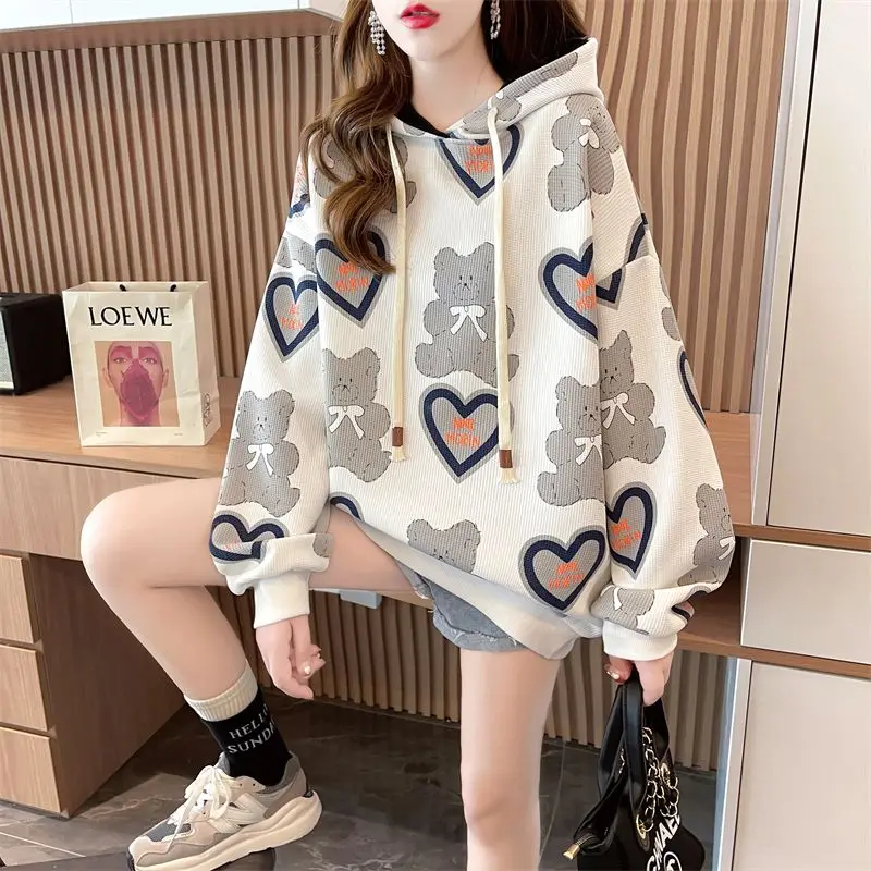 Top Trends: Autumn Winter Casual Korean Cartoon Printed Hoodies 2023 Women's Clothing Fashion All-match Long Sleeve Sweatshirts For Female Shoppable Styles