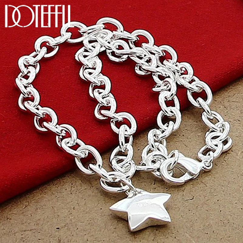 Top Trends: DOTEFFIL 925 Sterling Silver Star Pendant 18 Inch Chain Necklace For Woman Wedding Engagement Fashion Jewelry Shoppable Styles