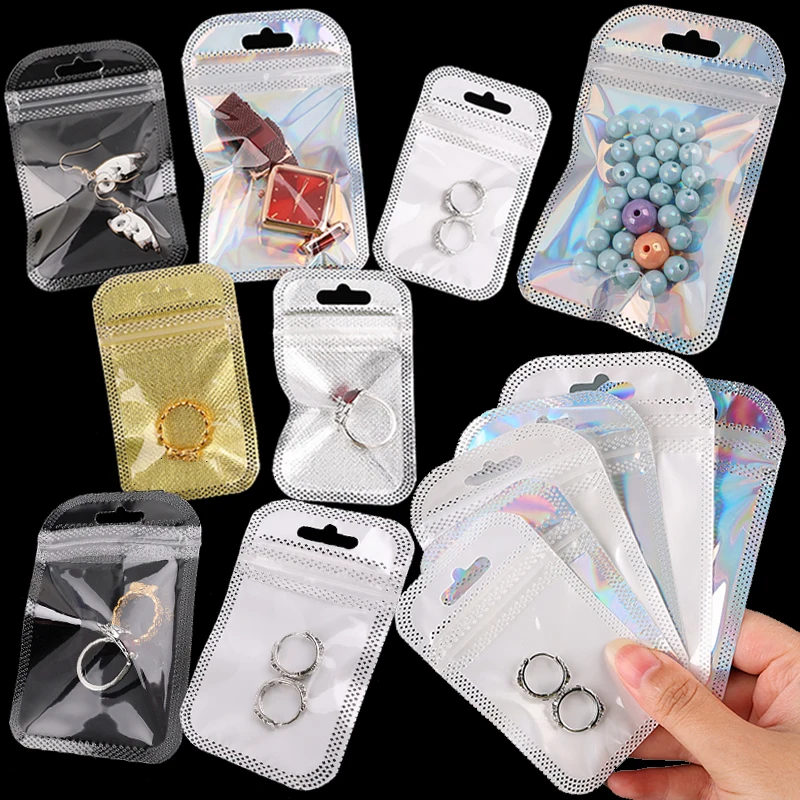 Top Trends: 50PCS Transparent Self Sealing Bags Hang Pouch Thicken OPP Bags For DIY Jewelry Organizer Retail Display Packaging Storage Boxes Shoppable Styles