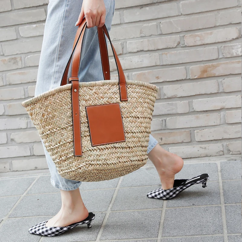 Top Trends: Casual Rattan Large Capacity Tote Designer Wicker Woven Women Handbags Summer Beach Bali Straw Bag Lady Travel Big Basket Purse Shoppable Styles