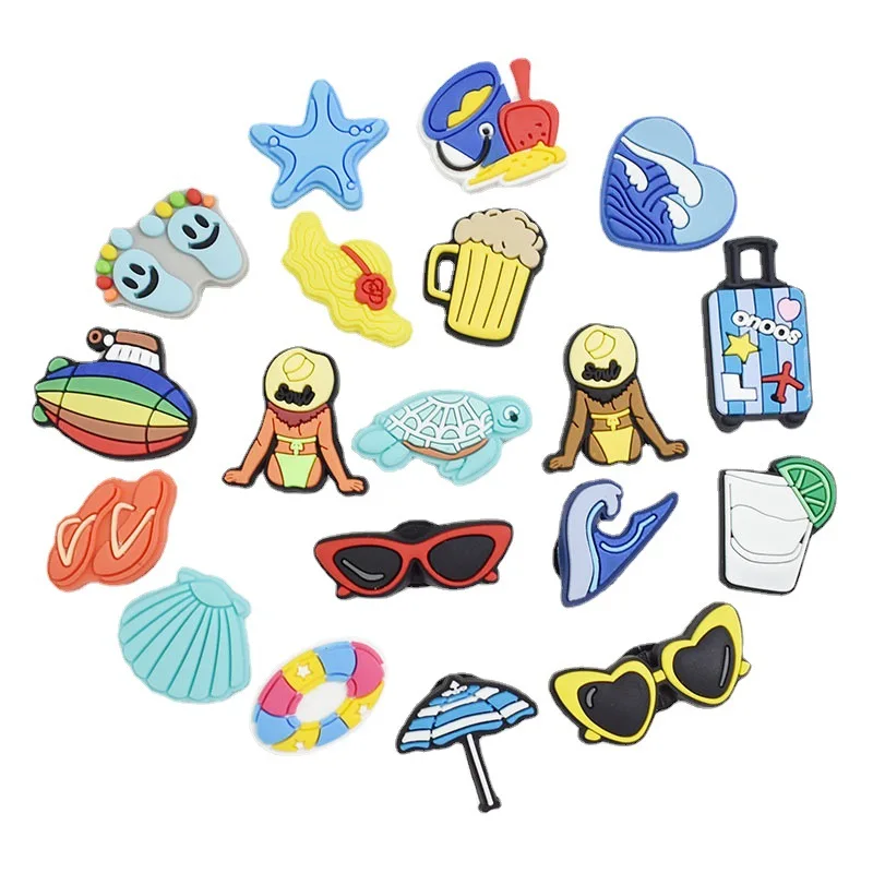 Top Trends: Hot Sale 1Pcs PVC Sunny Beach Shoe Charms Pin For Croc Accessories Bracelet Wristband Kids Adults Men Women Party Favor Gifts Shoppable Styles