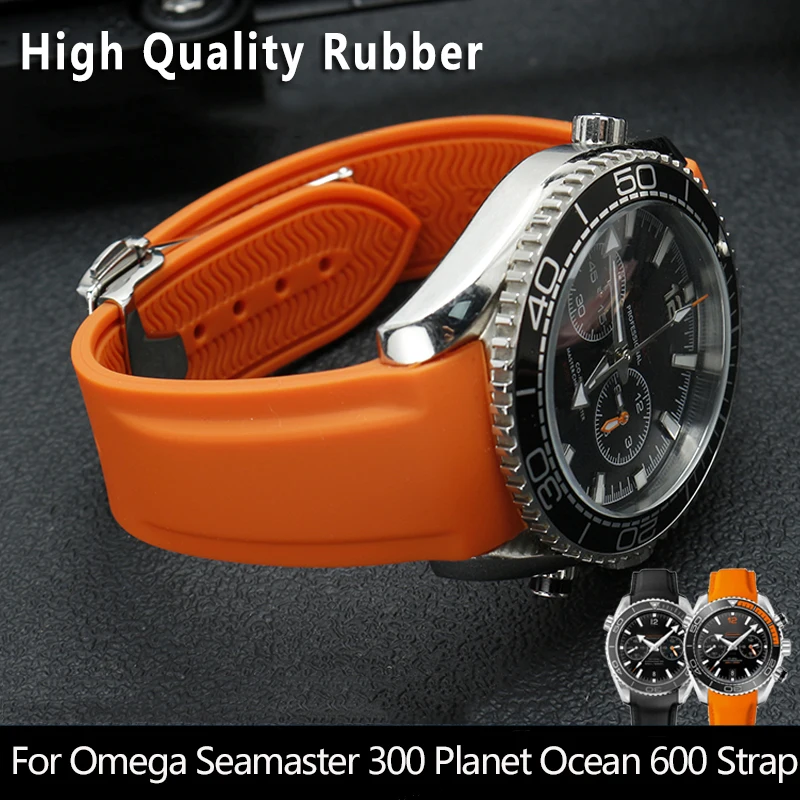 Top Trends: 20mm 22mm Curved End Rubber Silicone Watch Bands For Omega Seamaster 300 Speedmaster Strap Brand Watchband Blue Black Orange Shoppable Styles