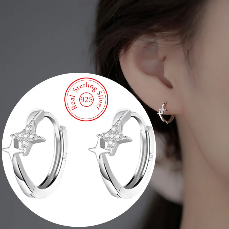 Top Trends: Genuine 925 Sterling Silver New Fashion Jewelry Crystal Cross Hoop Earrings For Woman XY0189 Shoppable Styles