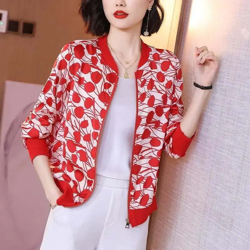 Top Trends: Summer New Thin Printing Short Cardigan Tops Long Sleeve Zipper Patchwork All-match T Shirts Vintage Fashion Women Clothing Shoppable Styles