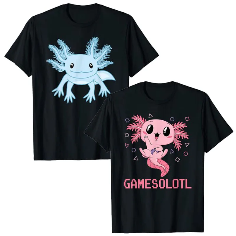 Top Trends: Funny Gamesolotl Kawaii Axolotl Video Games Gaming Anime T-Shirt Cute Blue-Axolotl Cartoon Graphic Tee Tops Aesthetic Clothes Shoppable Styles