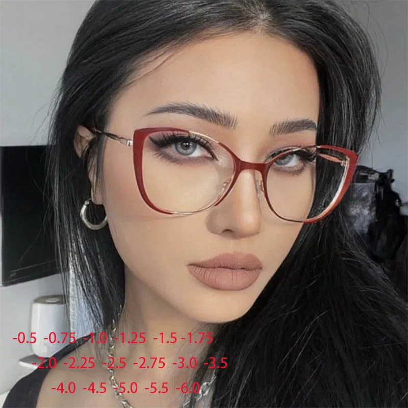 Top Trends: Riangular Cat Eyes Frame Clear Lens Glasses Women Myopia Nerd Spectacles Degree -0.5 -1.0 -2.0 -3.0 -4.0 To -6.0 Shoppable Styles