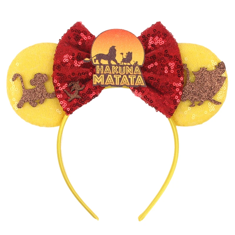 Top Trends: 2023 Lion Character Mouse Ears Headband For Kids Party Festival Cosplay Animals Kingdom Hair Accessories Sequins Bow Hairband Shoppable Styles