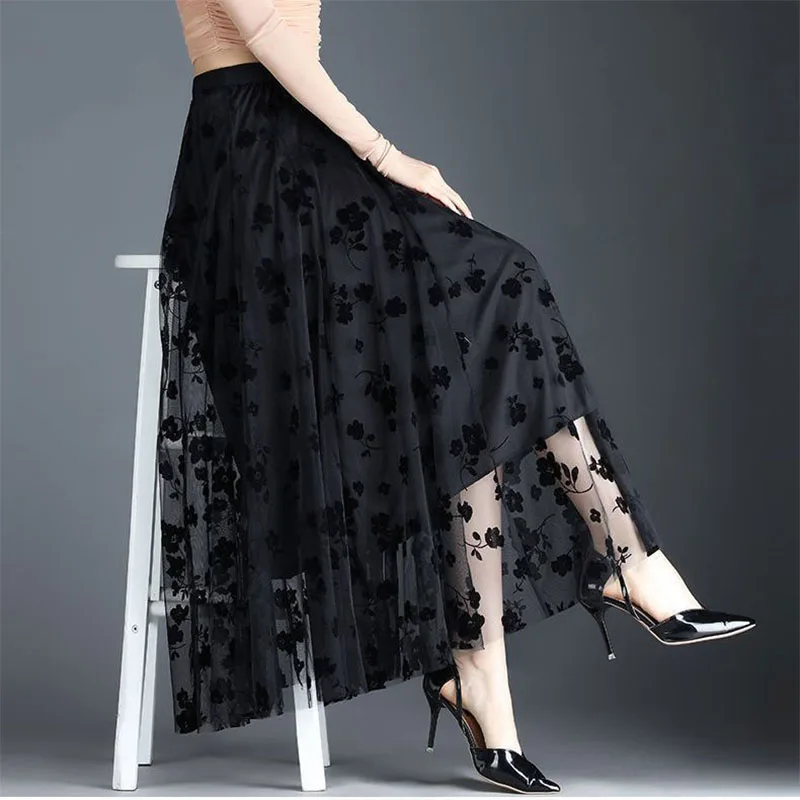 Top Trends: Chiffon Gauze High Waist Floral Midi Skirts Elegant Vintage Spring Summer New Female All-match A-line Chic Casual Long Skirt Shoppable Styles