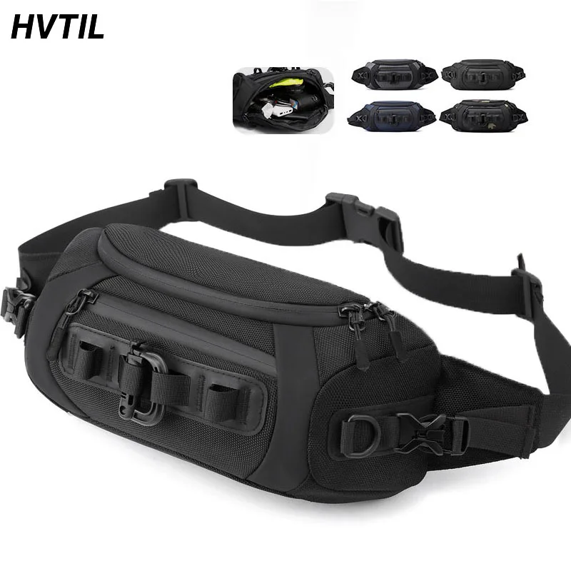 Top Trends: HVTIL Men Moto Multifunction Chest Bag Outdoor Motorcycle Nylon Fanny Pack Multi-Pocket Small Bag Leisure Sports Biker Crossbody Shoppable Styles