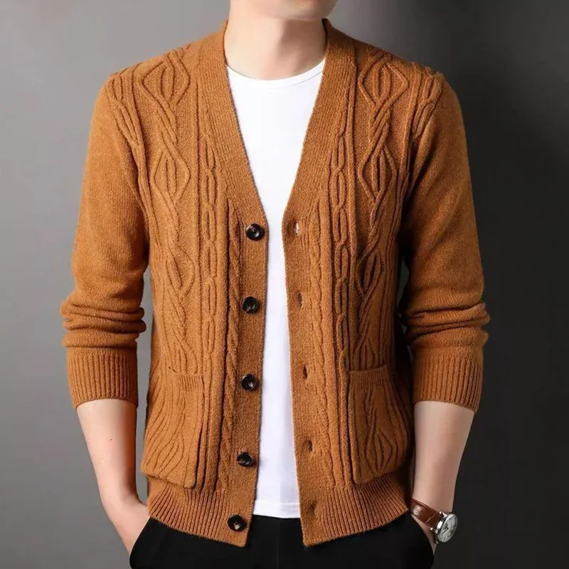 Top Trends: Fashion Solid Color Knitted Spliced Pockets All-match Cardigan Sweaters Men&#039;s Clothing 2023 Autumn New All-match Casual Tops Shoppable Styles