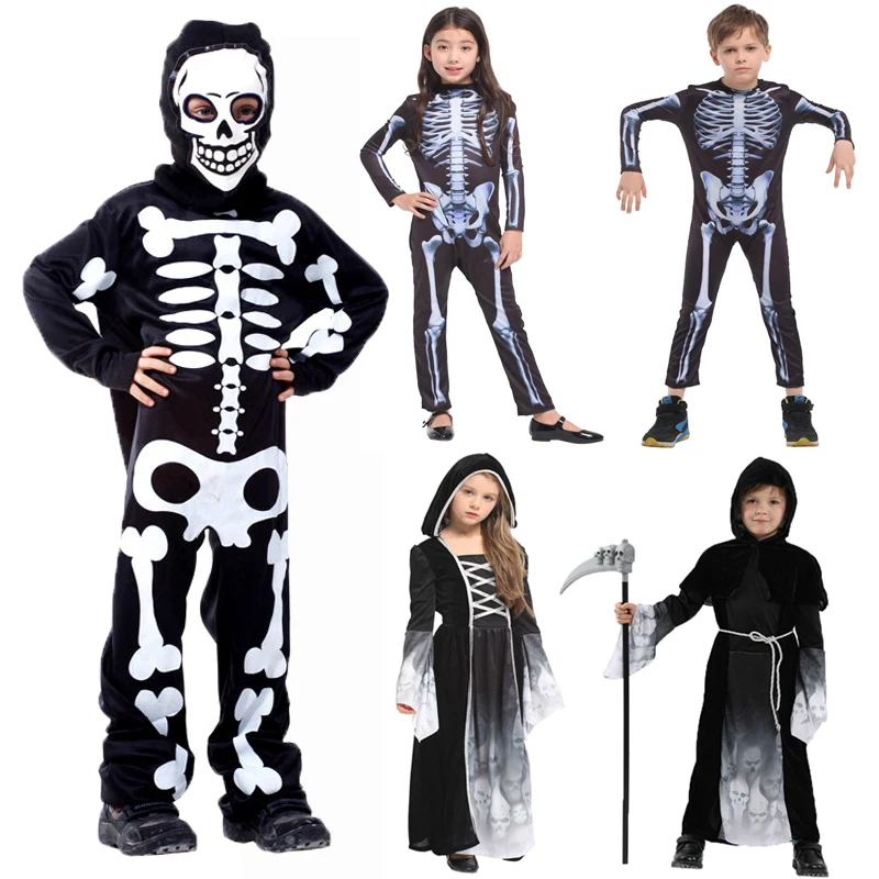 Top Trends: Umorden Halloween Party Skull Skeleton Costumes Kids Child Scary Monster Demon Devil Ghost Grim Reaper Costume For Boys Girls Shoppable Styles