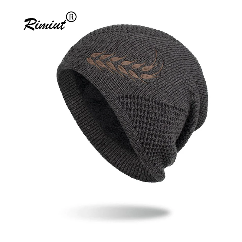 Top Trends: Rimiut Warm Thick Winter Beanies Caps Two Layer Fine Weave Flower Embroidery Luxury Men / Women Bonnet Skiing Winter Accessories Shoppable Styles