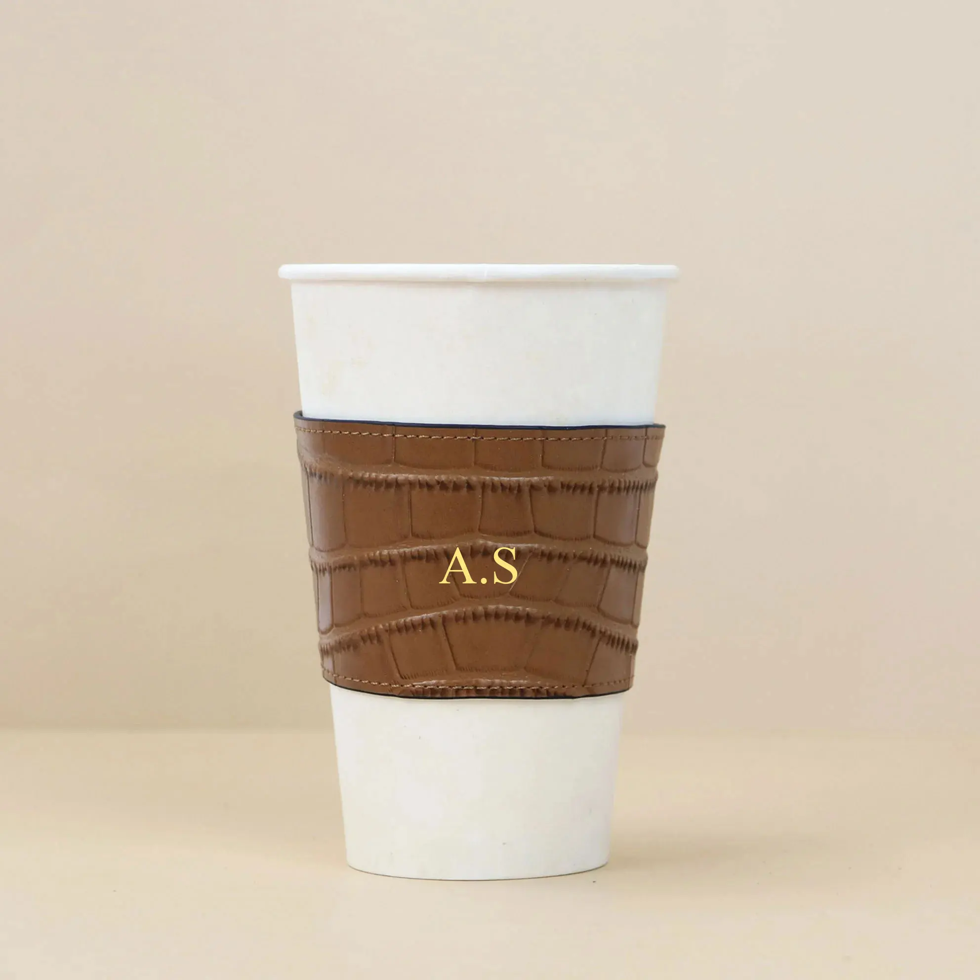 Top Trends: Customized Genuine Leather Cup Holder Colorful Insulated Leather Cup Sleeve Crocodile Leather Non-slip Holder For Coffee Cup Shoppable Styles