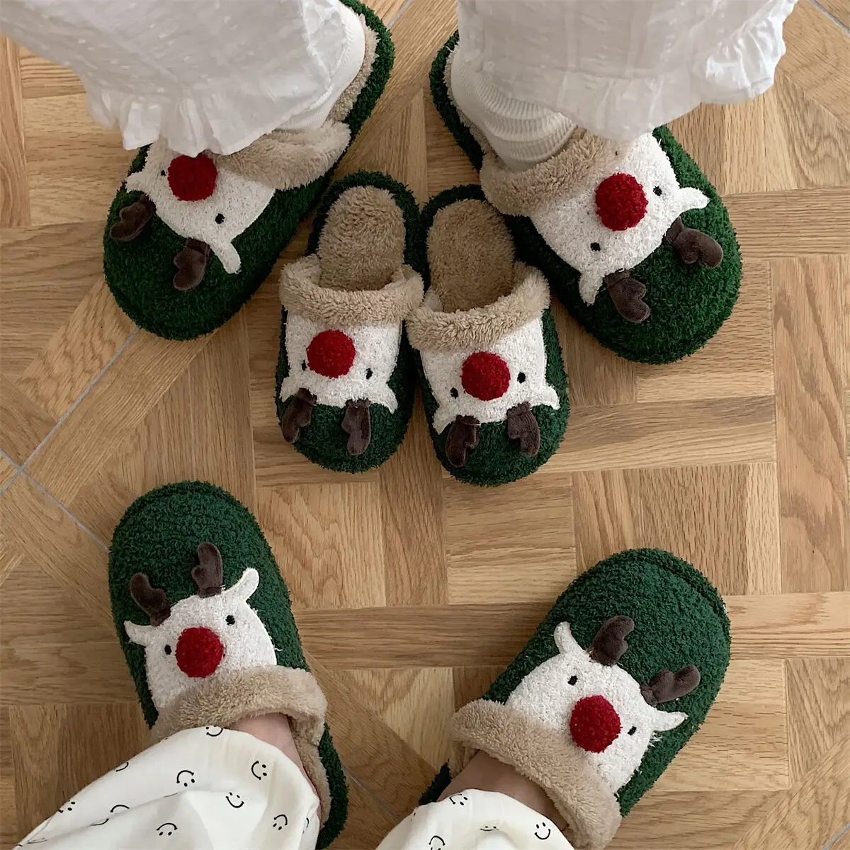 Top Trends: Plush Home Slippers For Men And Women 2023 Winter Creative Cute Christmas Elk Parent-child Cotton Slippers Shoppable Styles