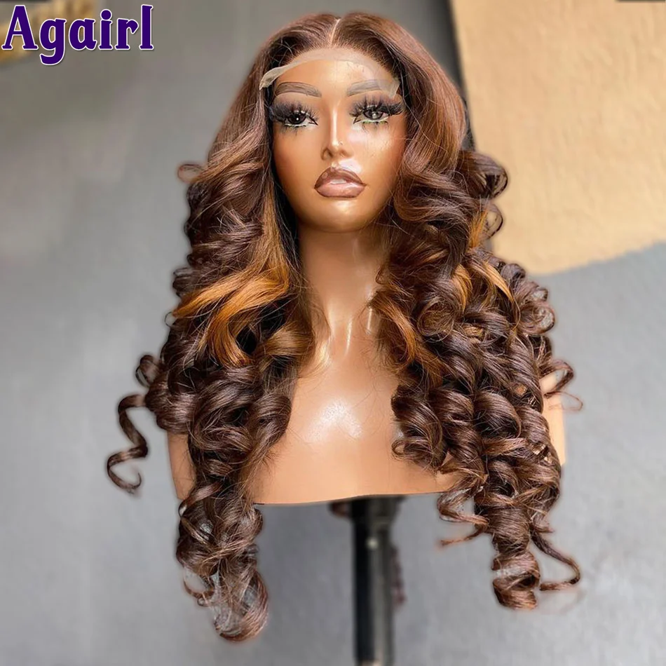 Top Trends: Highlight Brown 13X6 13X4 Lace Front Human Hair Wig 200% Glueless Loose Body Wave Wig Transparent 5x5 Lace Closure Wig For Women Shoppable Styles