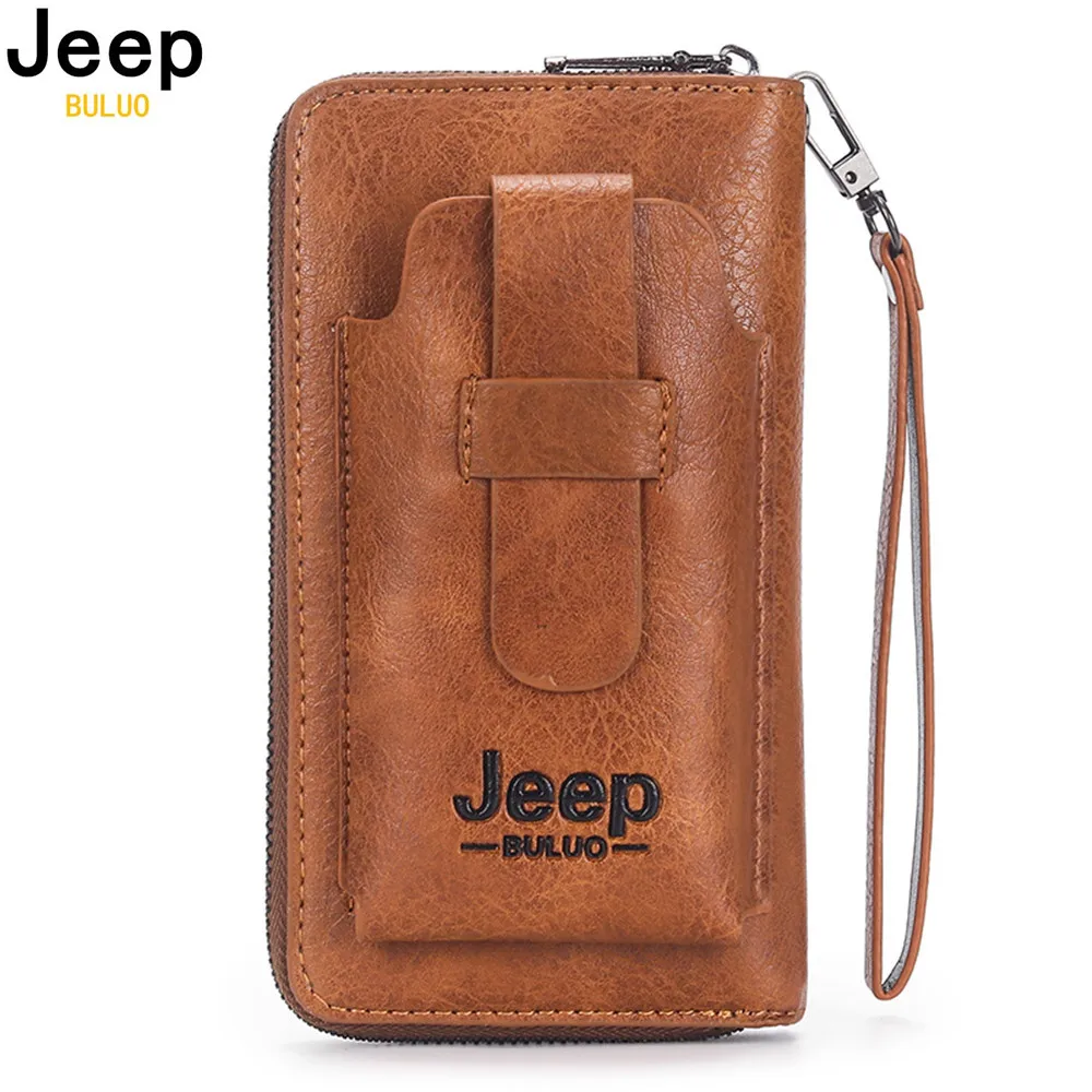 Top Trends: JEEP BULUO Leather Men Clutch Wallet Brand Purse For Phone Double Zipper Luxury Wallet Leather Clutch Bag Large Capacity  Shoppable Styles