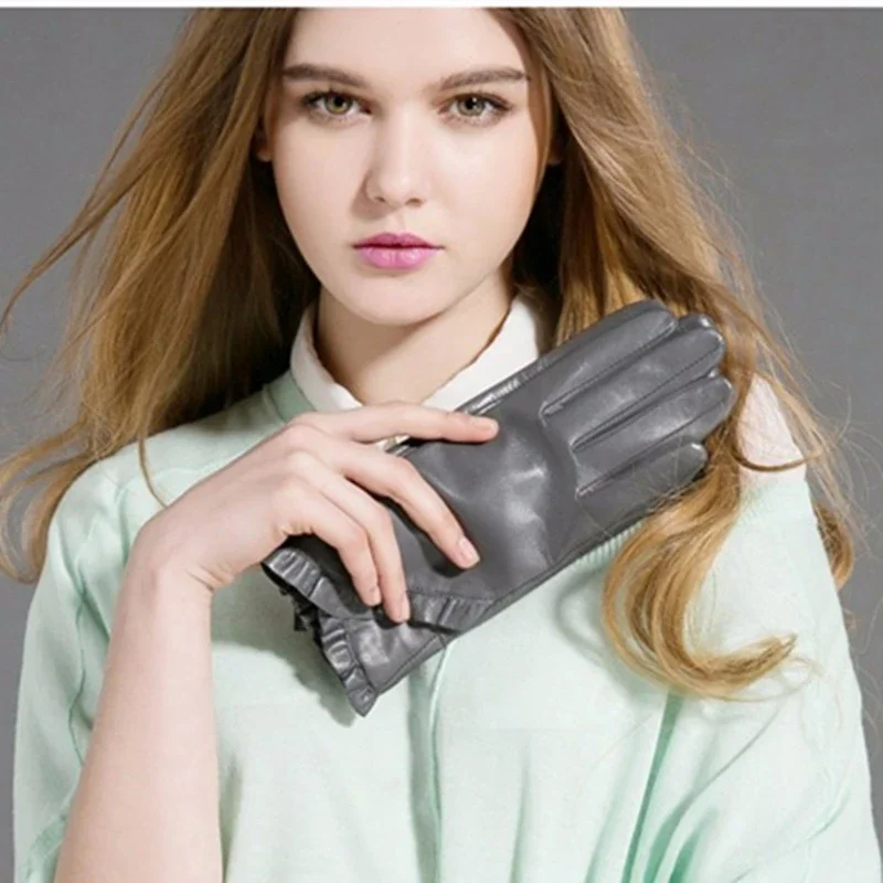 Top Trends: GOURS Winter Real Leather Gloves Women Gray Genuine Goatskin Gloves Fashion Soft Fleece Lining Warm Driving New Arrival GSL027 Shoppable Styles - Image 2