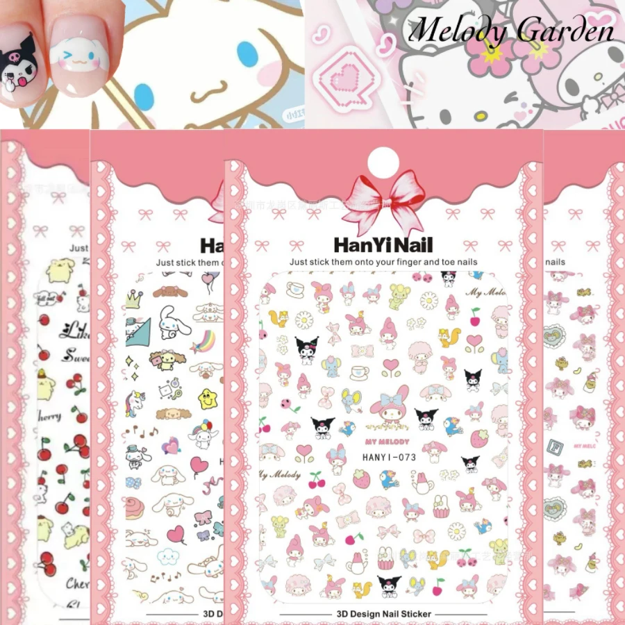 Top Trends: 1PCS Cartoon Sanrio Nail Sticker HelloKitty Melody Kuromi Anime Stickers Nail Art Decoration DIY Press On Nails Shoppable Styles