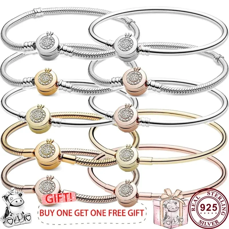 Top Trends: New Hot 925 Silver Exquisite Crown Letter O Women's Classic Bracelet Women's Original High Quality Diy Fashion Charm Jewelry Shoppable Styles