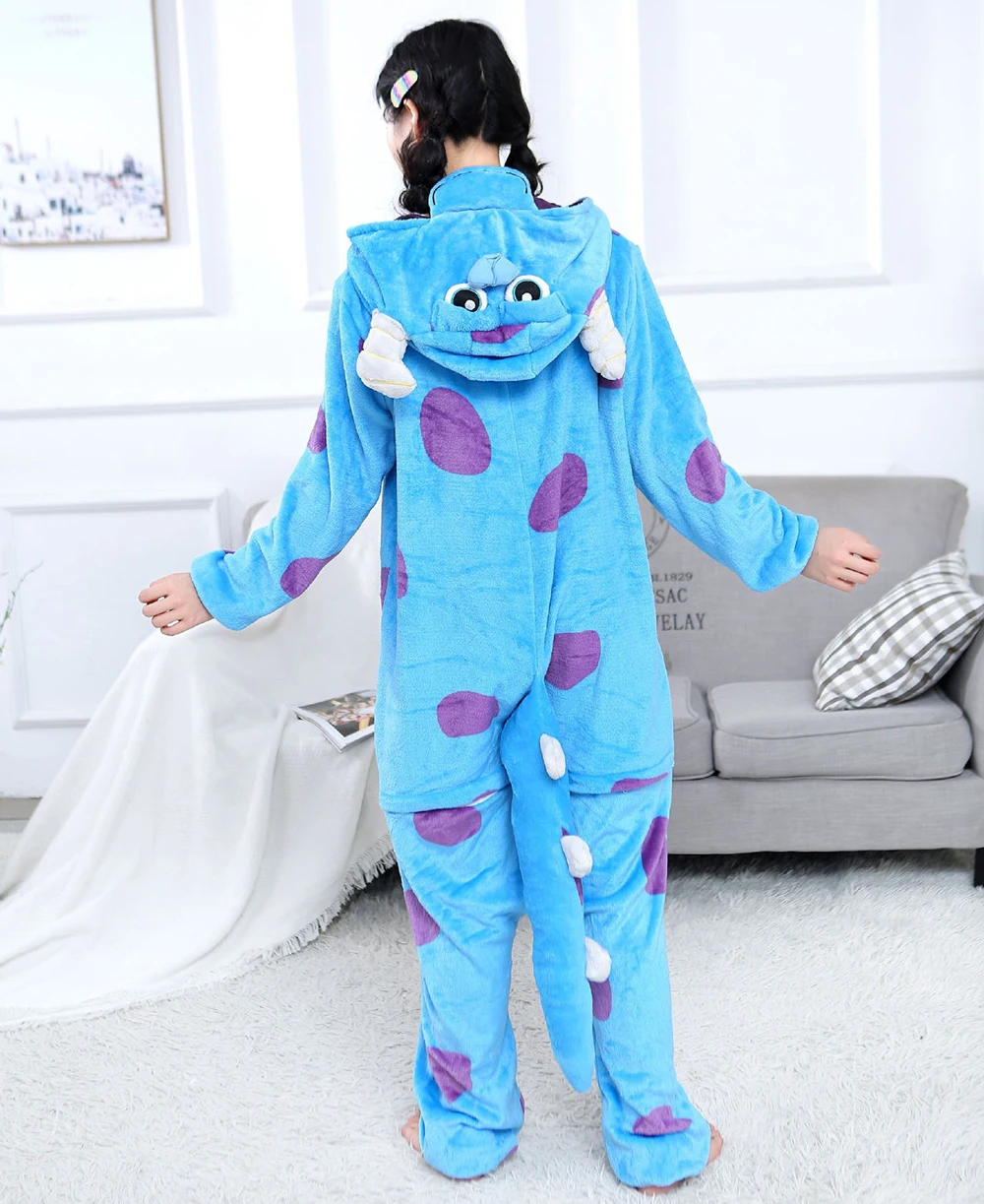 Top Trends: Young Women's Winter Warm Pajamas Blue Patterned Animal Hooded Jumpsuit With A Medium Length Tail Polyester Material Comfortable Shoppable Styles - Image 2