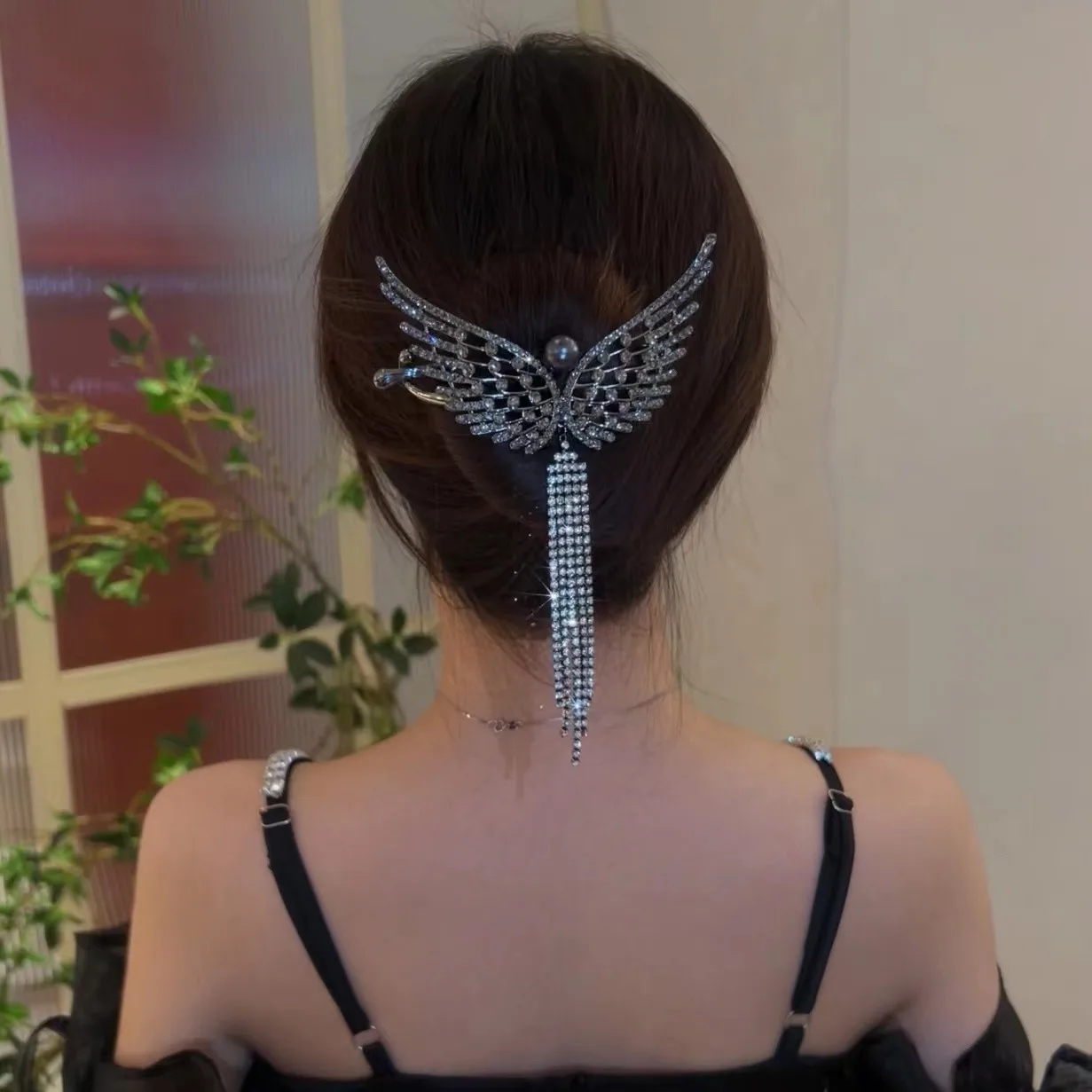 Top Trends: VANIKA Full Rhinestone Angel Wing Hair Clip Elegant Tassel Hairpins Ponytail Bun Headbands For Women Girls Summer Accessories Shoppable Styles - Image 3