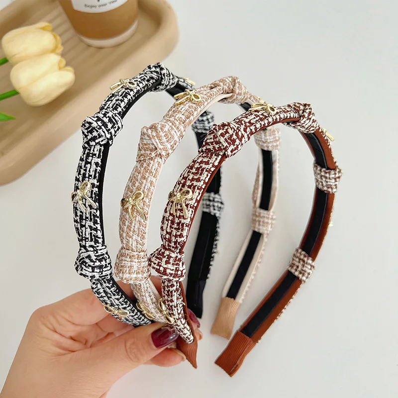 Top Trends: Plaid England Vintage Slim Hair Scarf Band Hairband For Women Girl Korea Headbands Fashion Accessorie Shoppable Styles