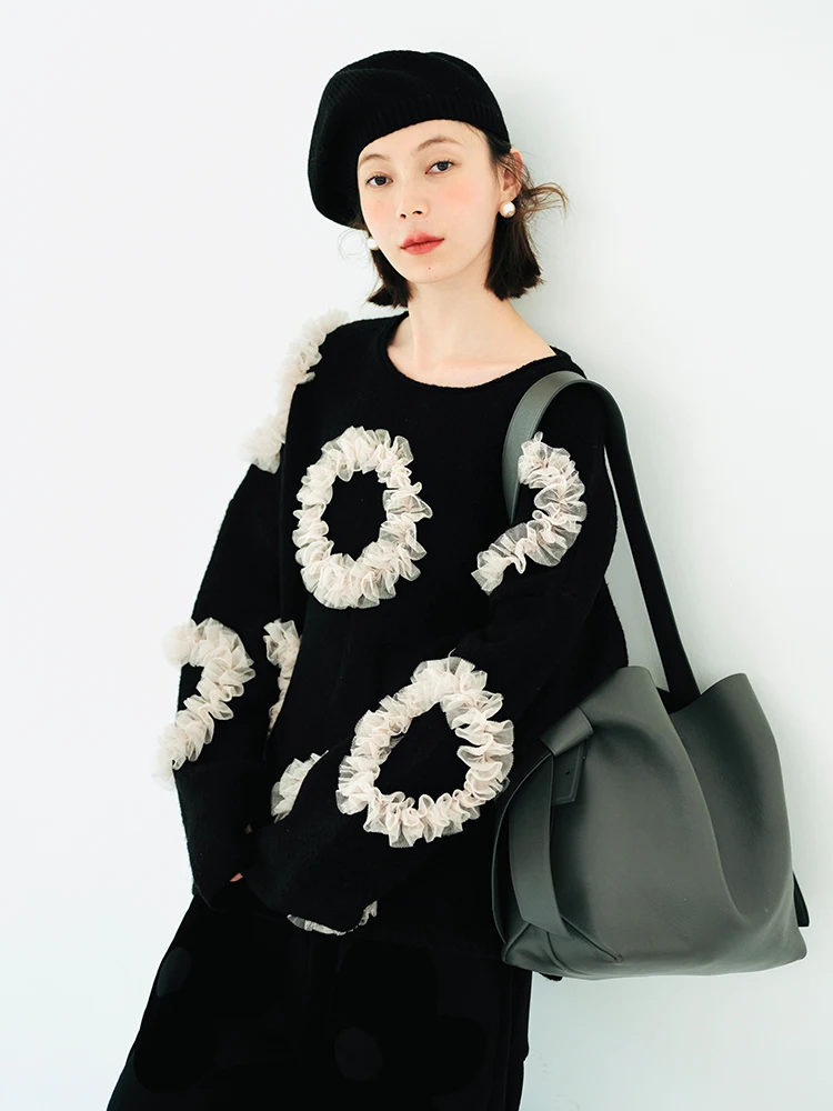 Top Trends: Imakokoni Girls Original Spring Mohair Lace Flower Pullover For Autumn / Winter 2022 223943 Shoppable Styles