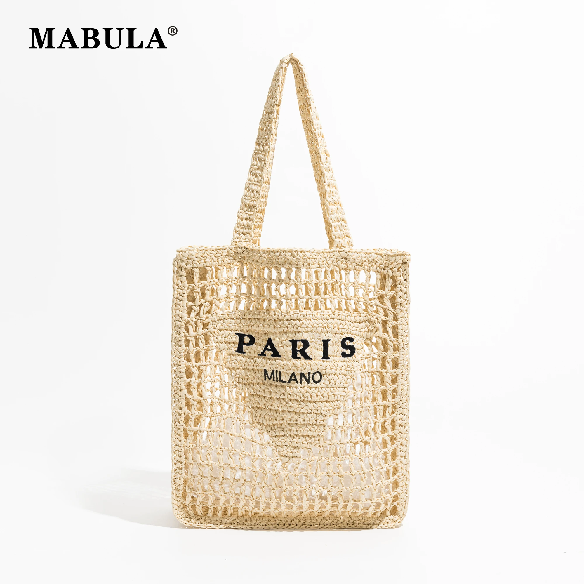 Top Trends: MABULA Fashion Summer Beach Straw Bags Luxury Design Women Shoulder Bag Female Hollow Handwoven Handbag Large Casual Tote Bag Shoppable Styles