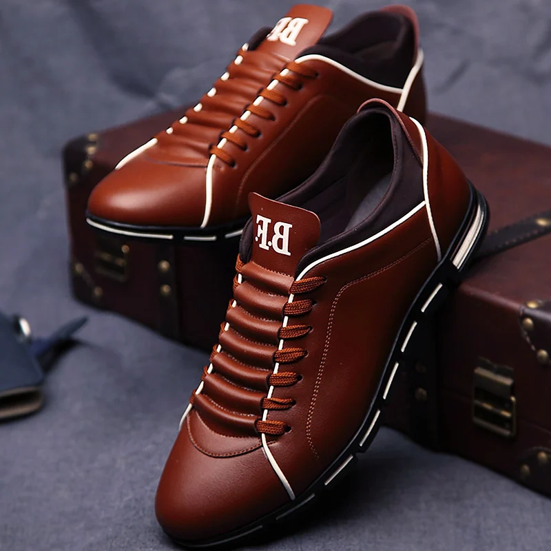 Top Trends: Spring Autumn New Men Shoes Casual Sneakers Fashion Solid Leather Shoes Formal Business Sport Flat Round Toe Light Breathable Shoppable Styles