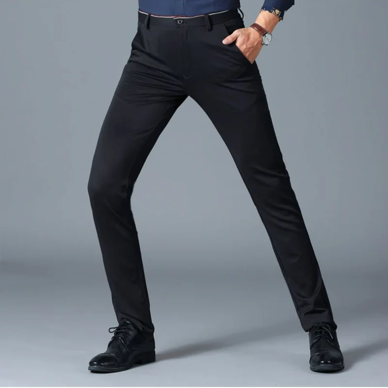 Top Trends: Smart Casual Men Slim Suit Pants Spring Summer Thin Streetwear Fashion Big Size Male Solid Business Sports Straight Trousers 40 Shoppable Styles