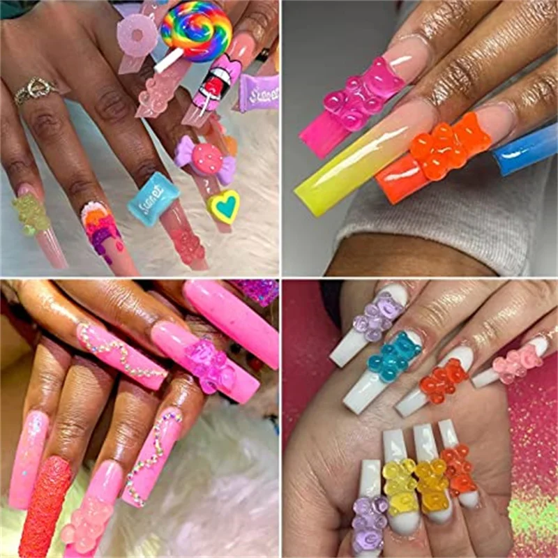 Top Trends: 30pcs Resin Nail Charms 3D Cute Bear Lollipop Candy Jewelry FOR Girls Nail Art Decoration Kawaii Accessories DIY Mnaicure Design Shoppable Styles - Image 5