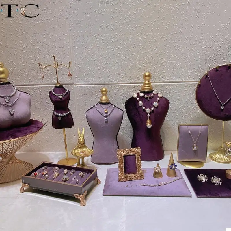 Top Trends: Fashion Purple Series Jewelry Necklace Earring Display Stand Direct Broadcast Physical Store Jewelry Ring Bracelet Display Stand Shoppable Styles