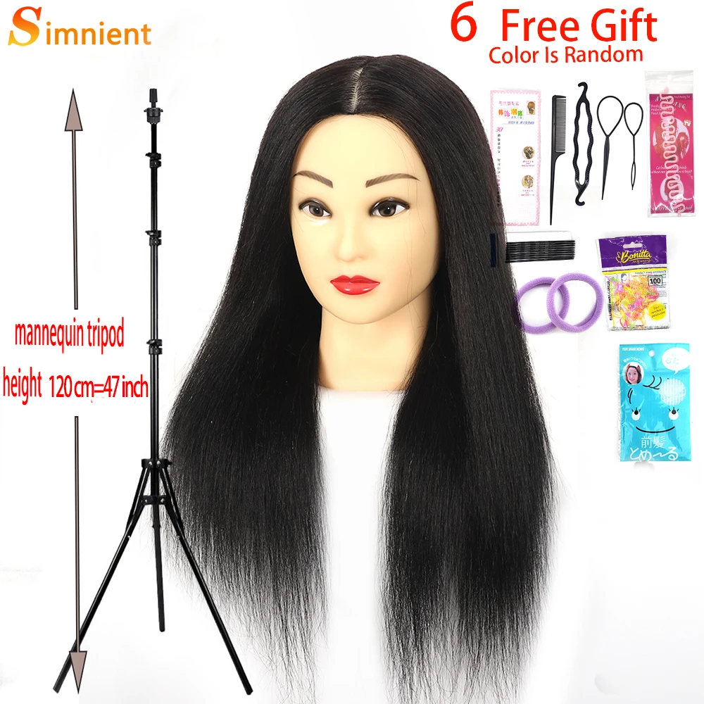 Top Trends: Mannequin Head With 100% Human Hair Real Hair Cosmetology Head Hair Styling Hairdressing Practice Training Doll Heads WiTh Tripod Shoppable Styles