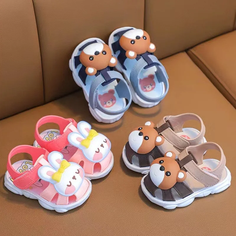 Top Trends: New Summer Beach Sandals For Children Cute Cartoon Bear Boys Girls Toddler Shoes Anti-slippery Soft-soled Korean Style Footwear Shoppable Styles