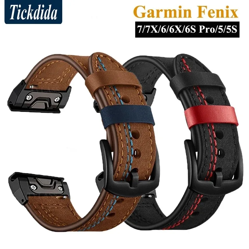 Top Trends: 22mm 26mm Genuine Leather Strap For Garmin Fenix 7X 7 Fenix 6X Pro 6 5 Plus Tactix 7 Pro Epix Gen 2 Enduro 2 Quick Release Strap Shoppable Styles